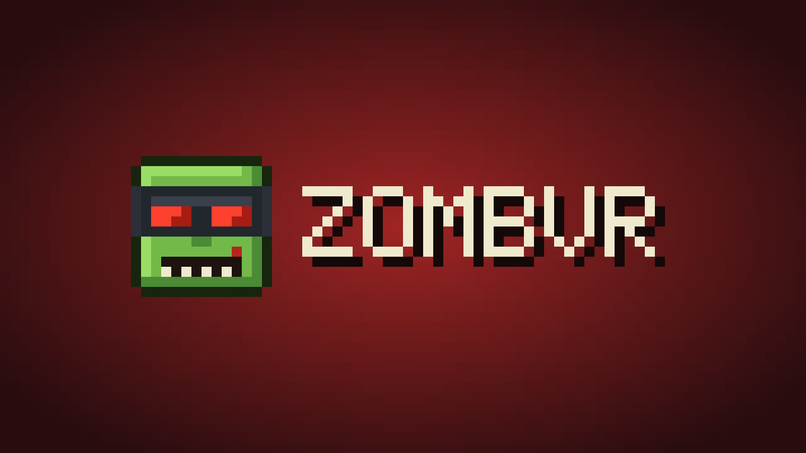 ZombVR cover art: a voxel zombie wearing a VR headset